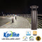 Koralite LED bollard light on a bridge at night with product features displayed.