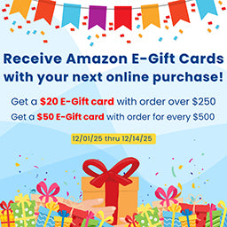 Enjoy Aamzon E-Gift Cards on purchases over $250.