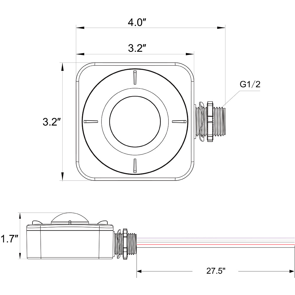 Dimensions of High bay Motion Sensor 