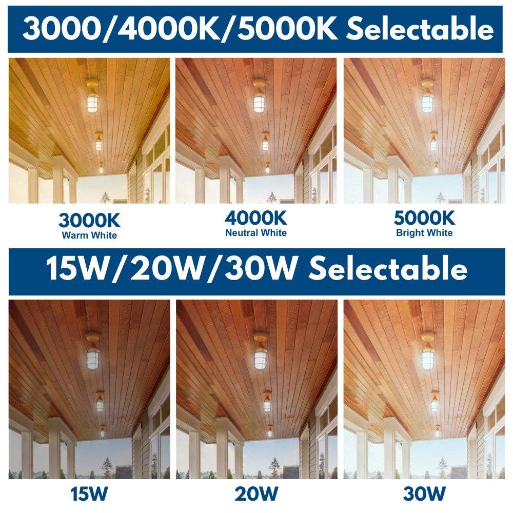 Konlite Vapor Tight LED Light Fixture with wattage and color selectable