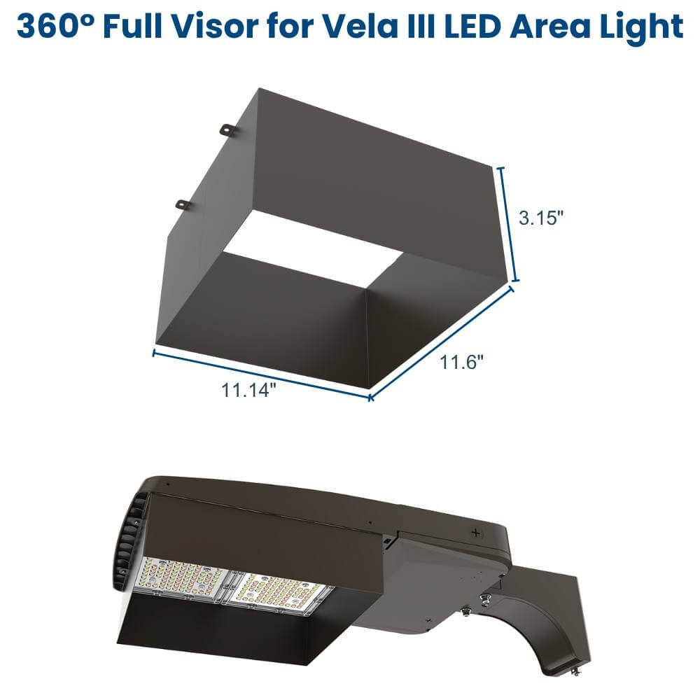 310W parking lot light Full visor glare shield dimensions