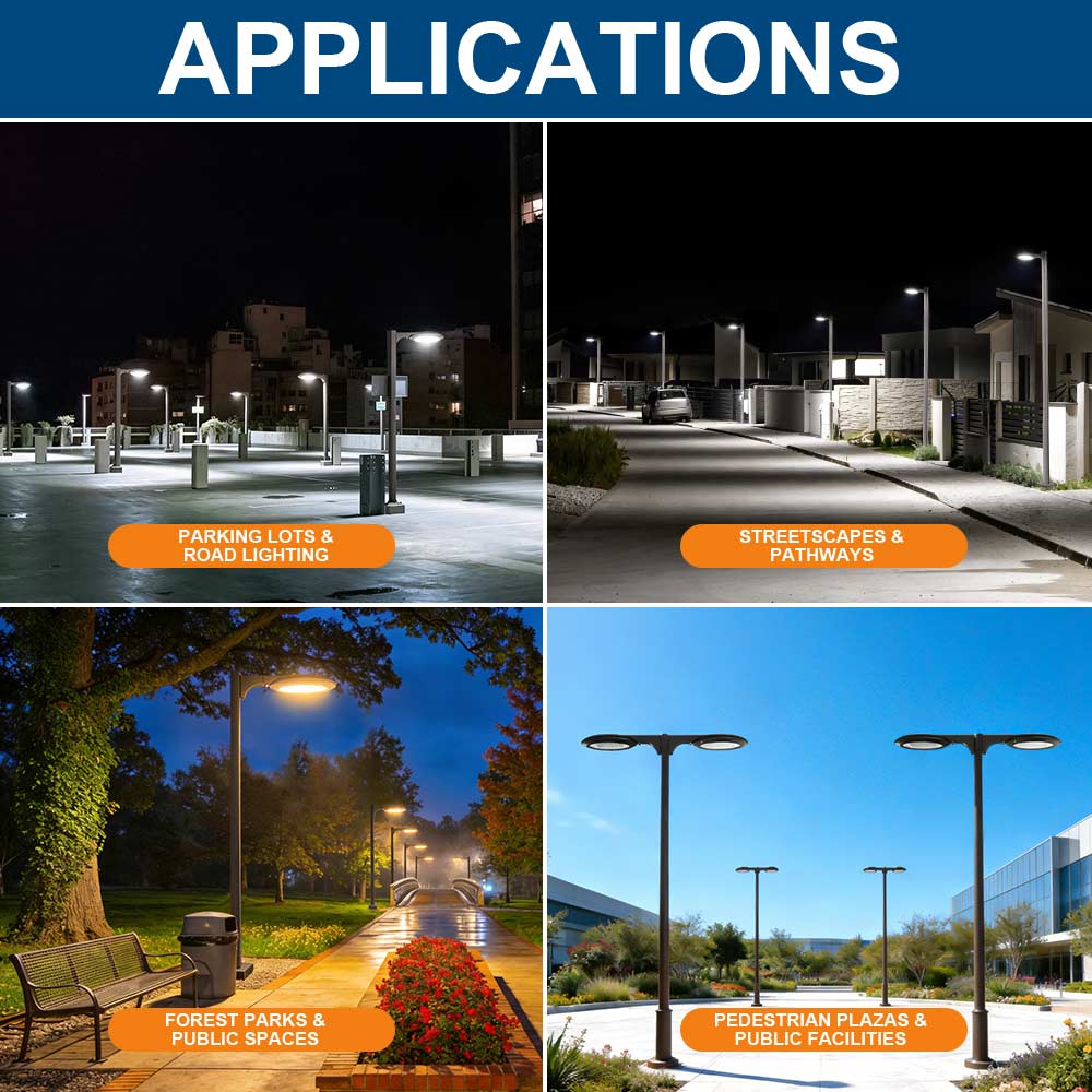 Installed Atria LED Area Lights in various applications.