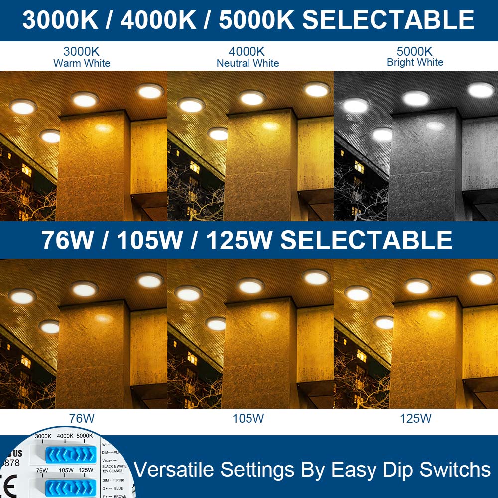 Konlite Atria Series Premium LED Canopy Light - wattage and CCT selections