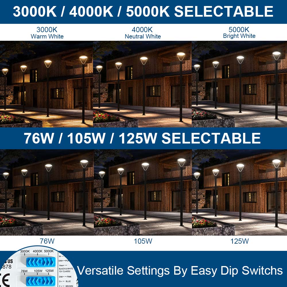 Konlite Atria LED Post Top Light with selectable color temperatures and wattages