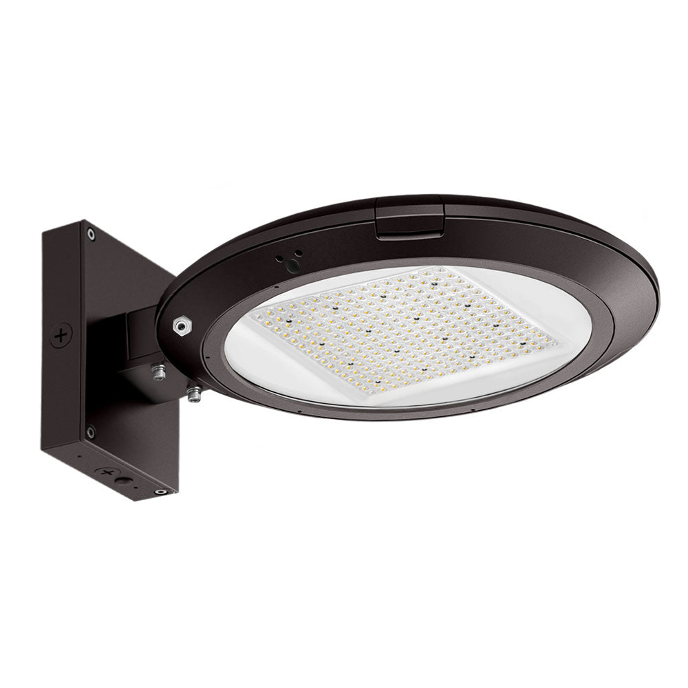 Wall mount 125w Konlite Atira LED Area Light with a photocell