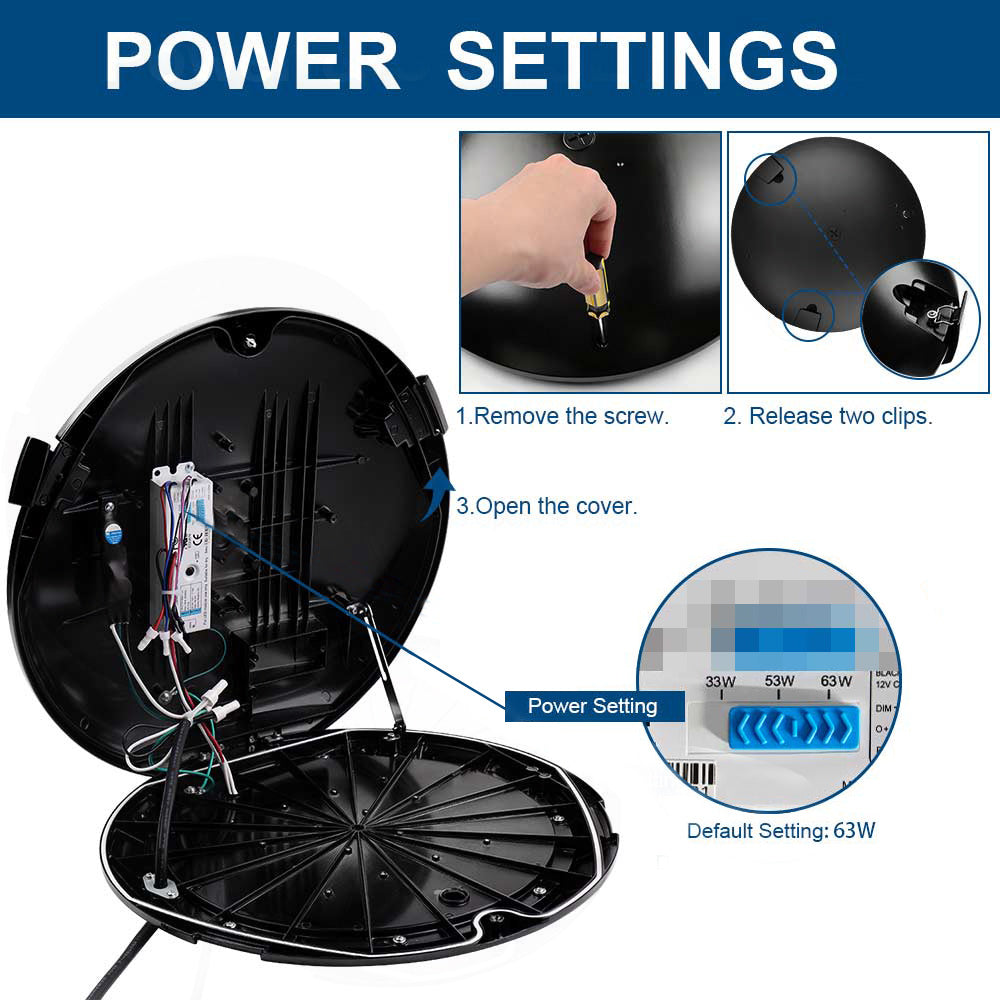 Step-by-step guide on how to adjust wattage settings on a Konlite Atira Turtle Friendly Amber LED Area Light