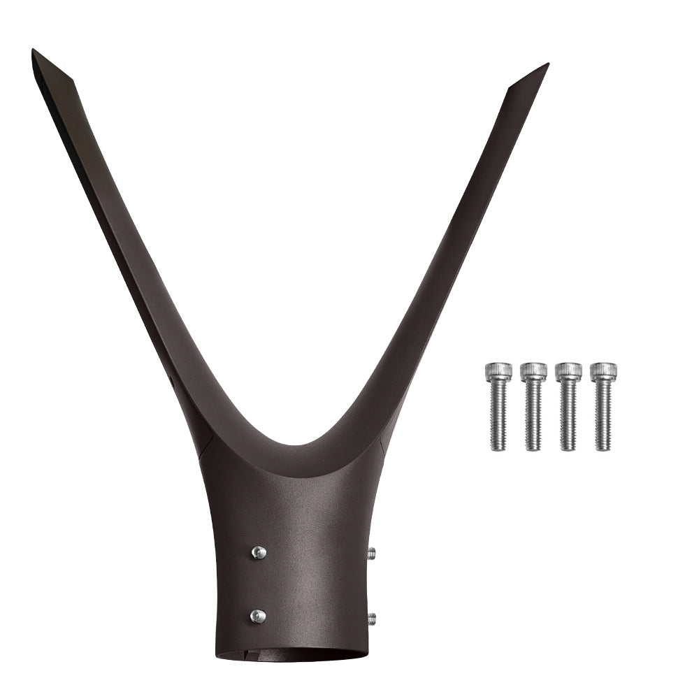 Twin-arm mounting bracket with four screws for Atria Amber LED Dark Bronze Post Top Light