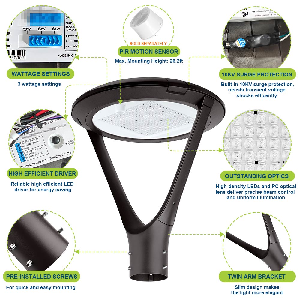 Highlighted features of Konlite Atria Amber LED Post Top Light