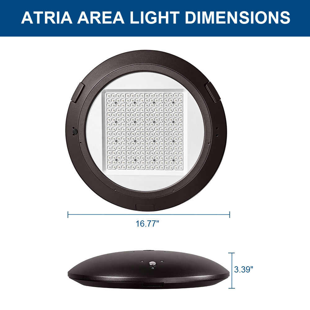 Konlite Atira LED Area Light - 9,450 lumens - Type V - 63W/53W/33W - 3CCT - Dark Bronze - 120-277V - 250W Equal