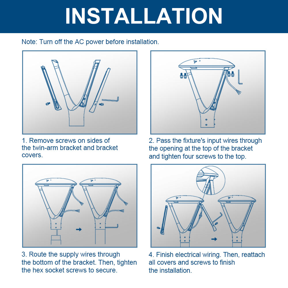 Step-by-step installation guide for a twin-arm bracket 