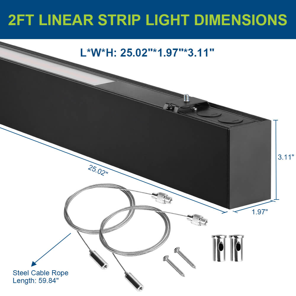 Dimensions of 2 FT Architectural Linear Light LED Linear Fixture