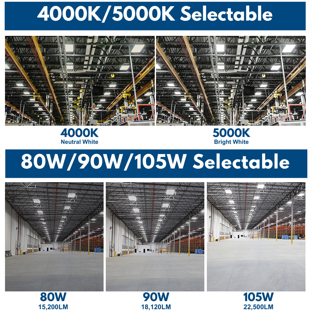 Konlite ALTA 105W LED Low Bay Light wattage and CCT selectable