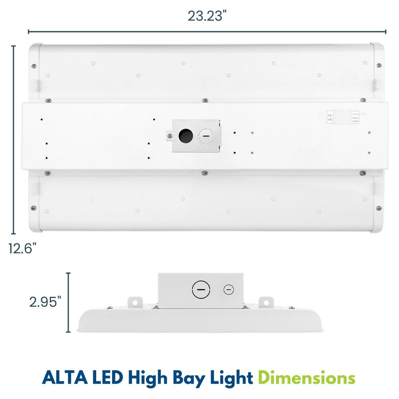Dimensions of Konlite ALTA 105W LED Low Bay Light