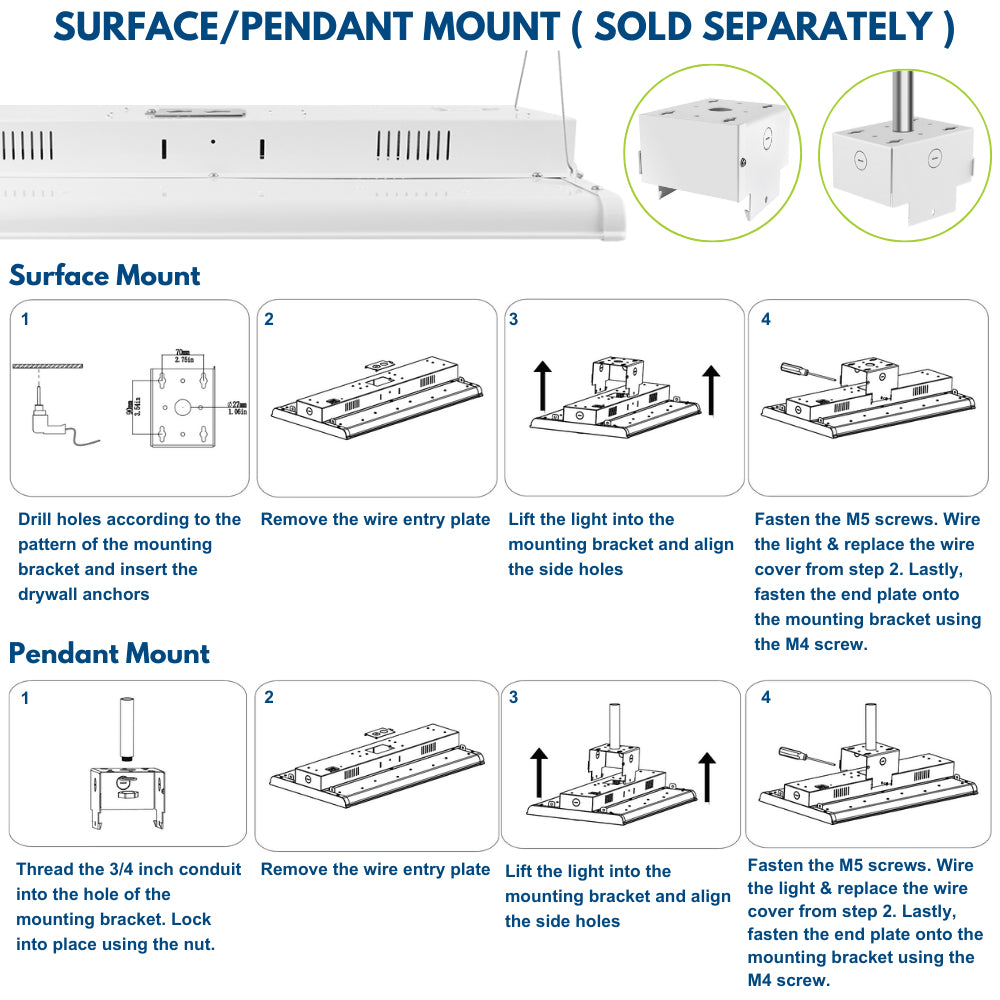 Konlite ALTA 300W LED High Bay Light surface and pendant mount
