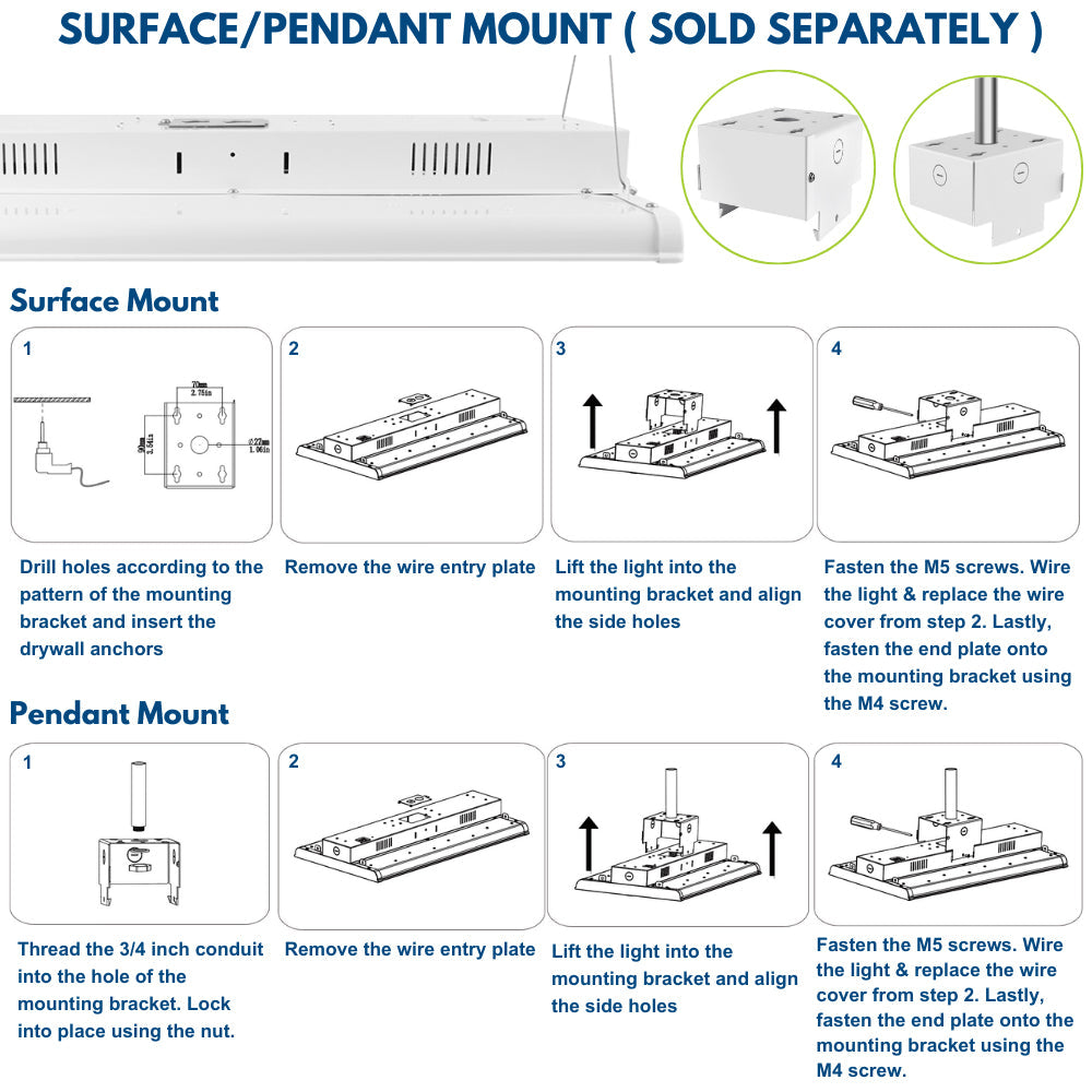 Konlite ALTA 225W LED High Bay Light surface and pendant mount