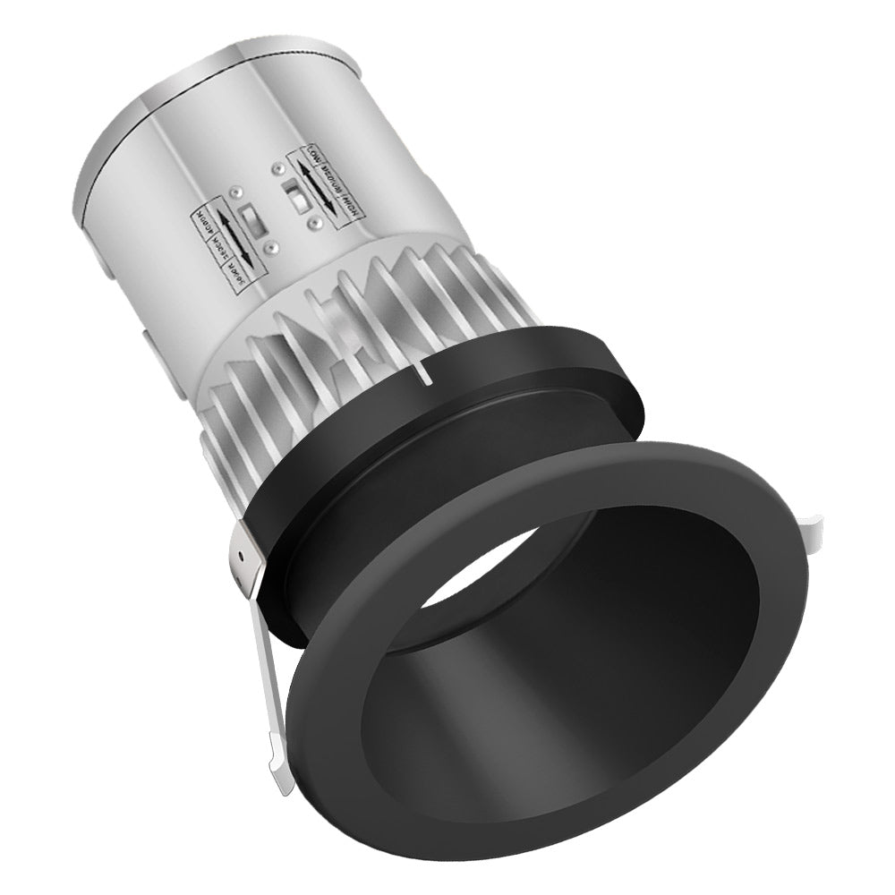 Konlite recessed down light with 4" black Trim