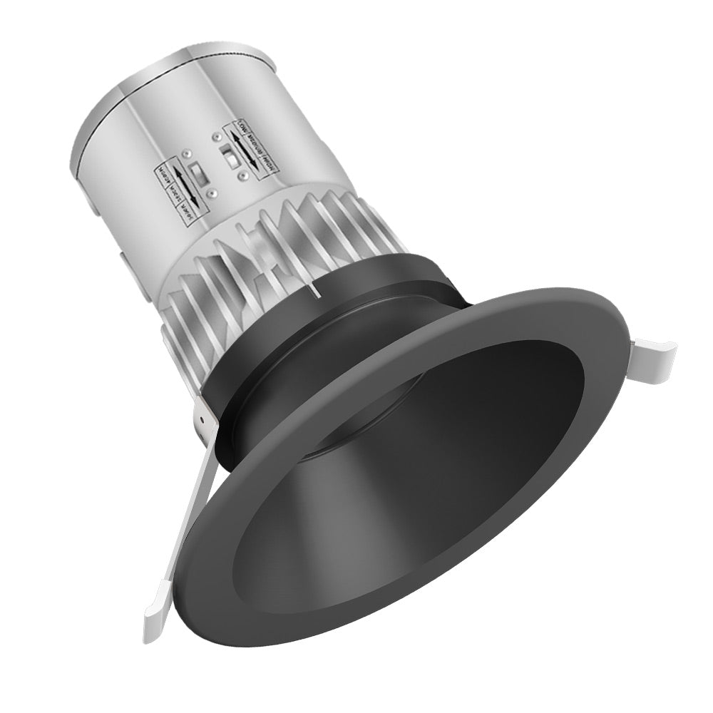 Konlite recessed down light with 8" Black Trim