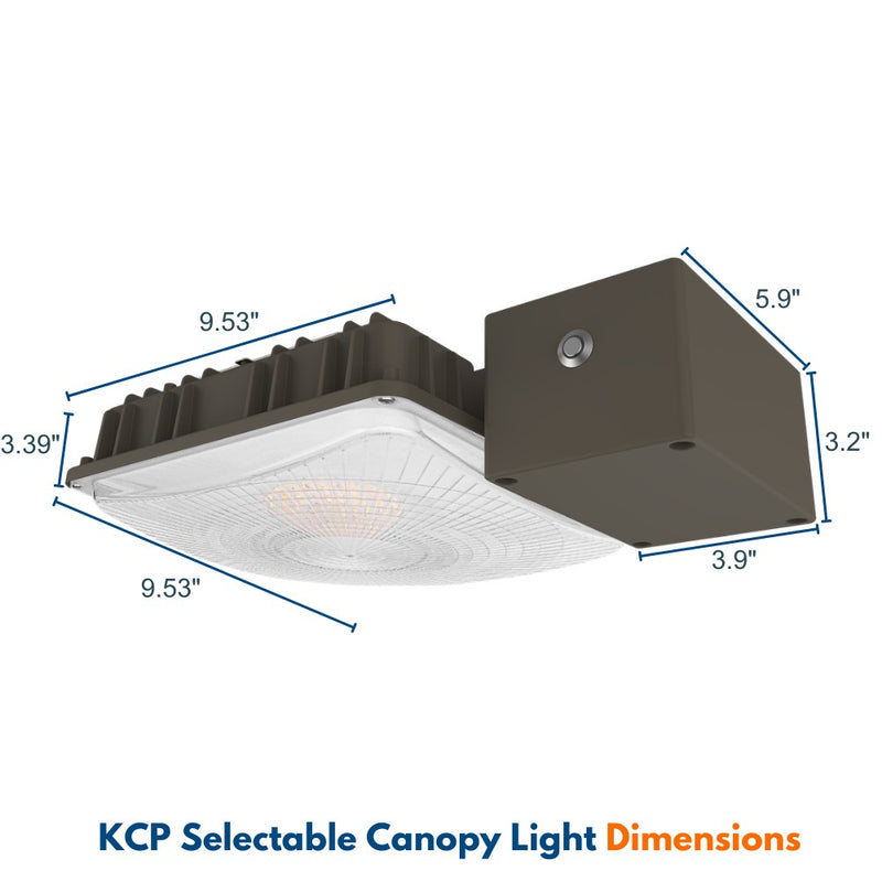 Konlite LED Canopy Light with emergency battery backup dimensions