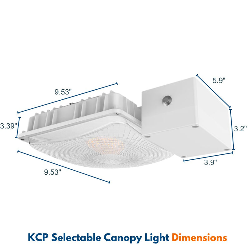 Konlite LED Canopy Light with emergency battery backup dimensions