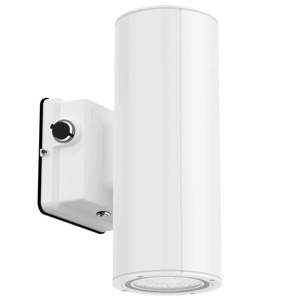 White Konlite 20W Amber LED Cylinder Wall Light - Wildlife friendly - with emergency battery backup