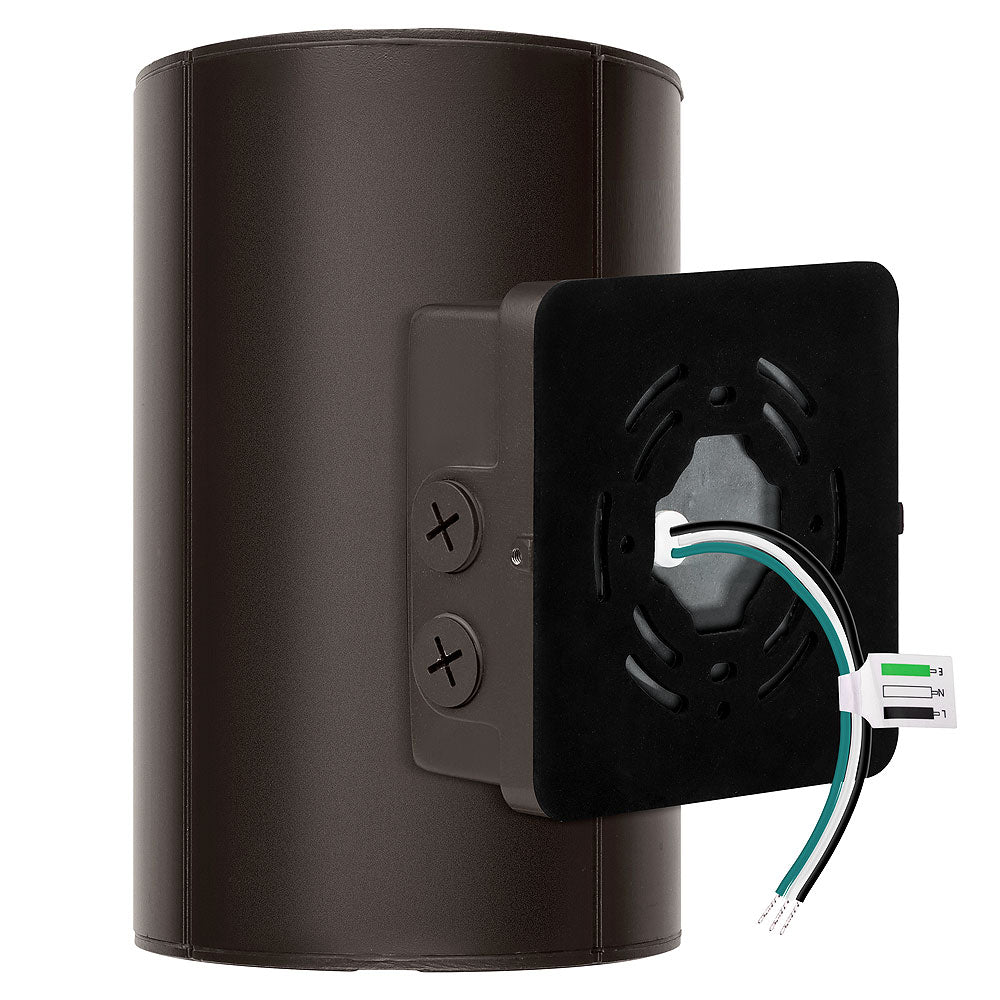 Back View of a Konlite 38W Amber LED Cylinder Wall Light - Wildlife friendly