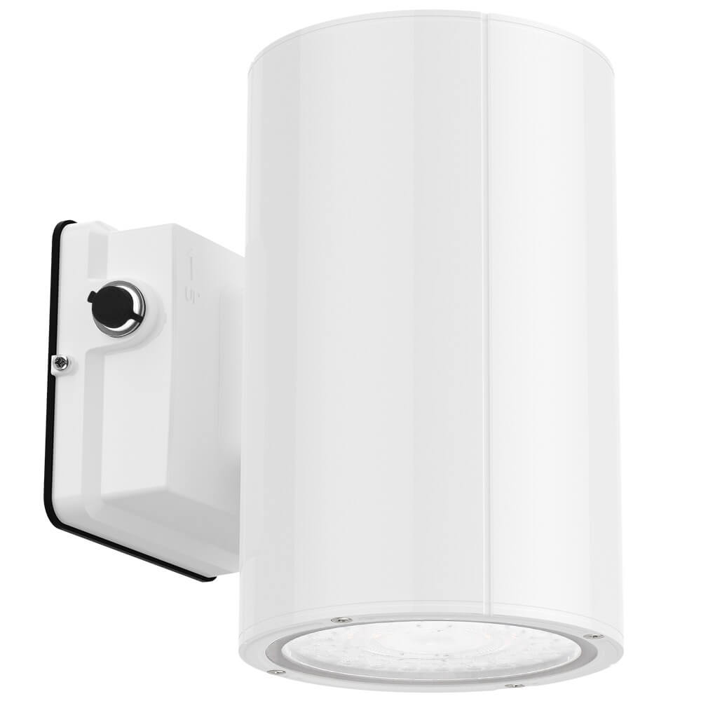 White housing Konlite 38W Amber LED Cylinder Wall Light - Wildlife friendly