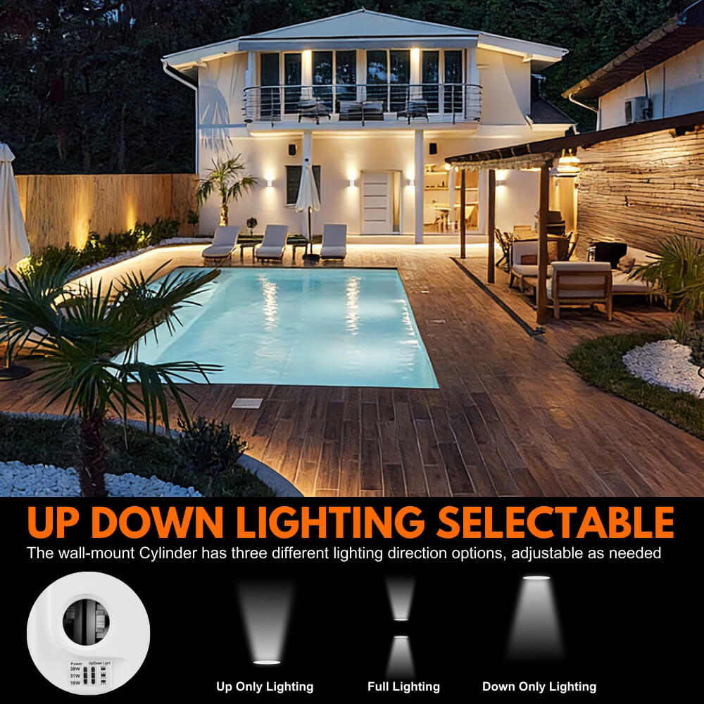 Konlite 6 inch LED Cylinder Up and Down Wall Light fixture on a wall