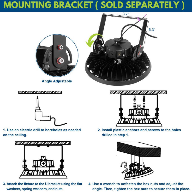 U shape bracket of Konlite ECOMAX High Bay Light - 200W/240W/320W