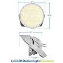 Dimensions of 500W Konlite LYRA LED Stadium Light