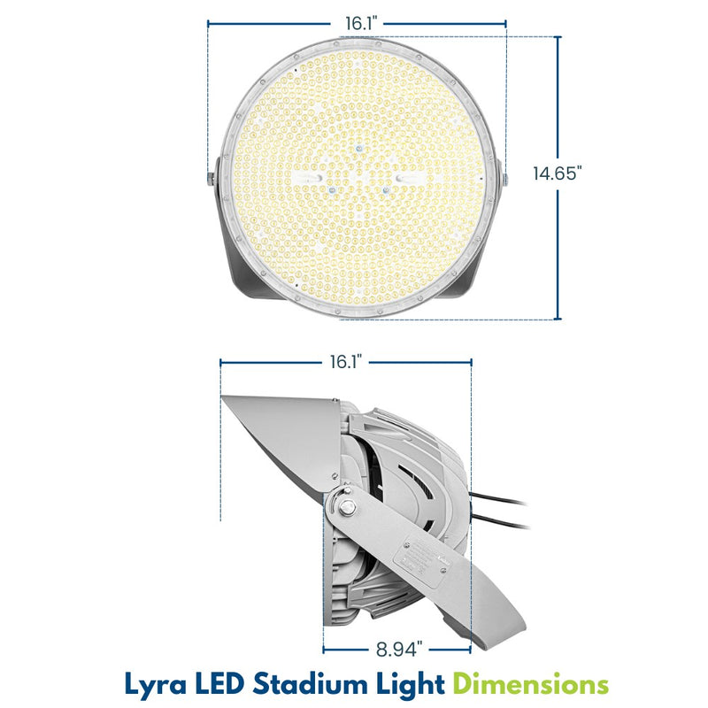 Dimensions of 500W Konlite LYRA LED Stadium Light
