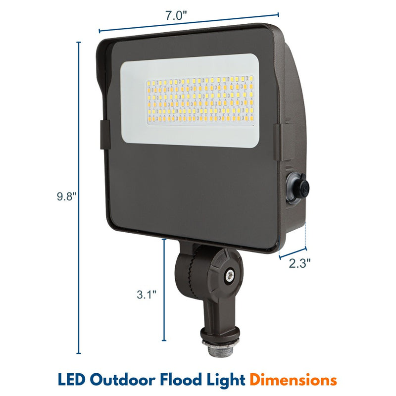 Dimensions of a 30W NAVI LED Flood Light with Knuckle Mount