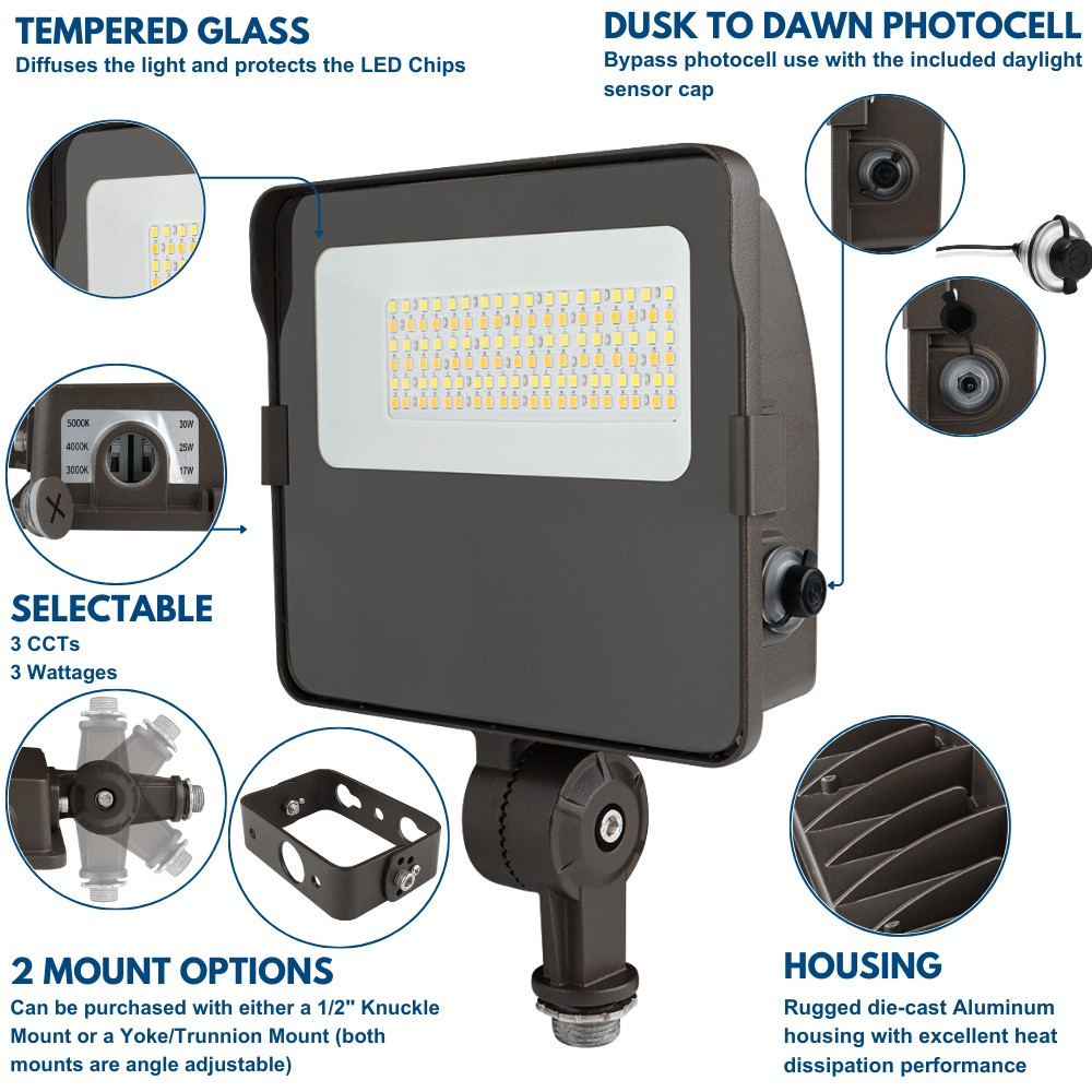 thumbnail interactive-video image 1 of NUWATT 50W LED Flood Light - 3CCT Selectable & IP65 Waterproof Outdoor Lighting 1 of 5
