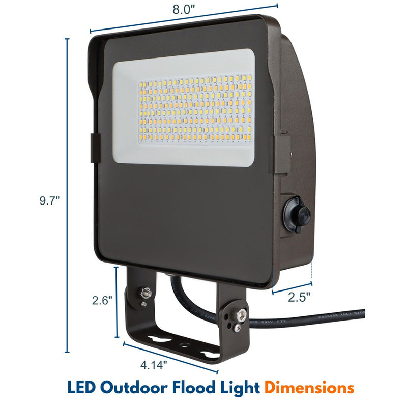 Dimensions of a 63W NAVI LED Flood Light with Trunnion Mount