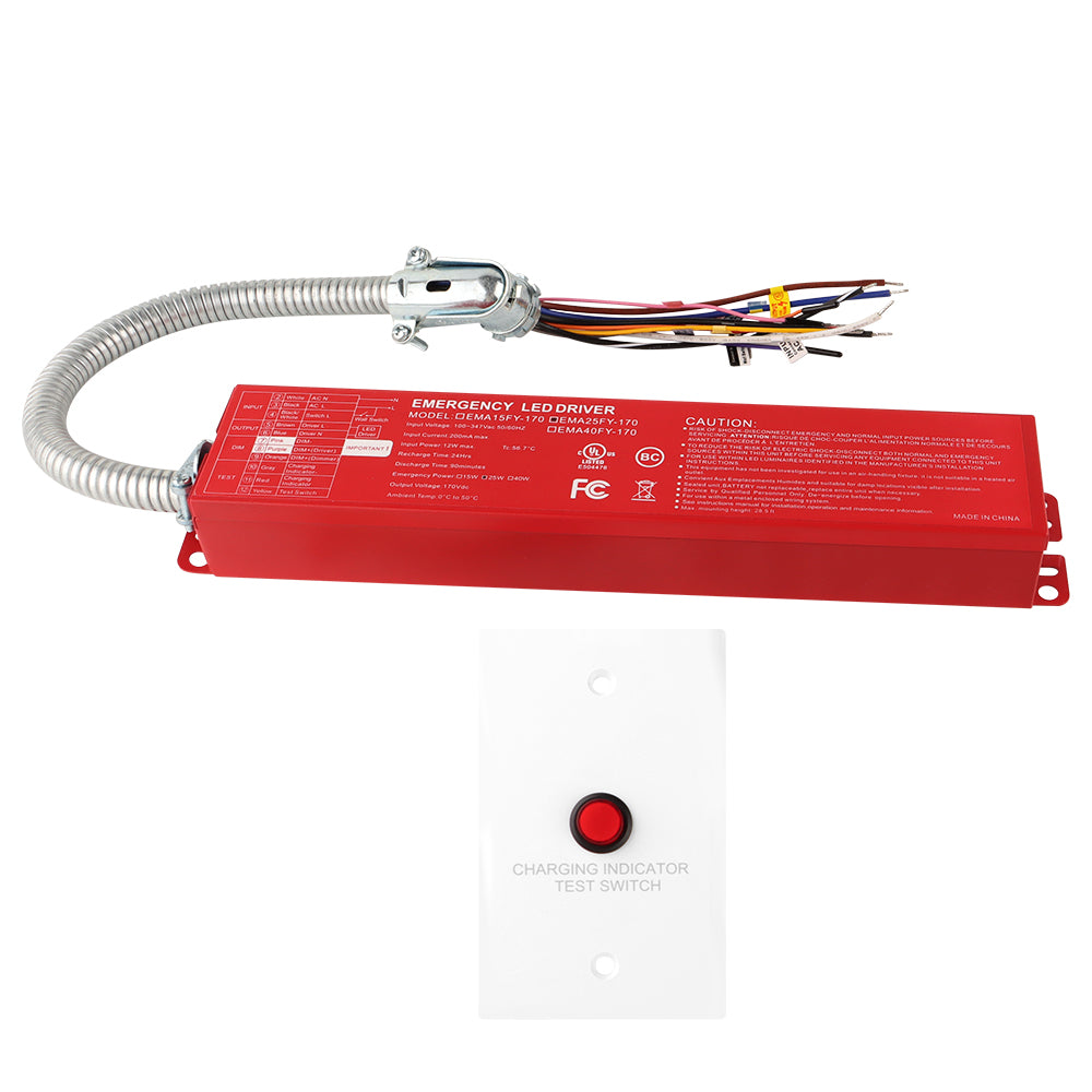 25W LED Emergency Backup Driver - 100-277V Input - 0-10V Dimmable ...