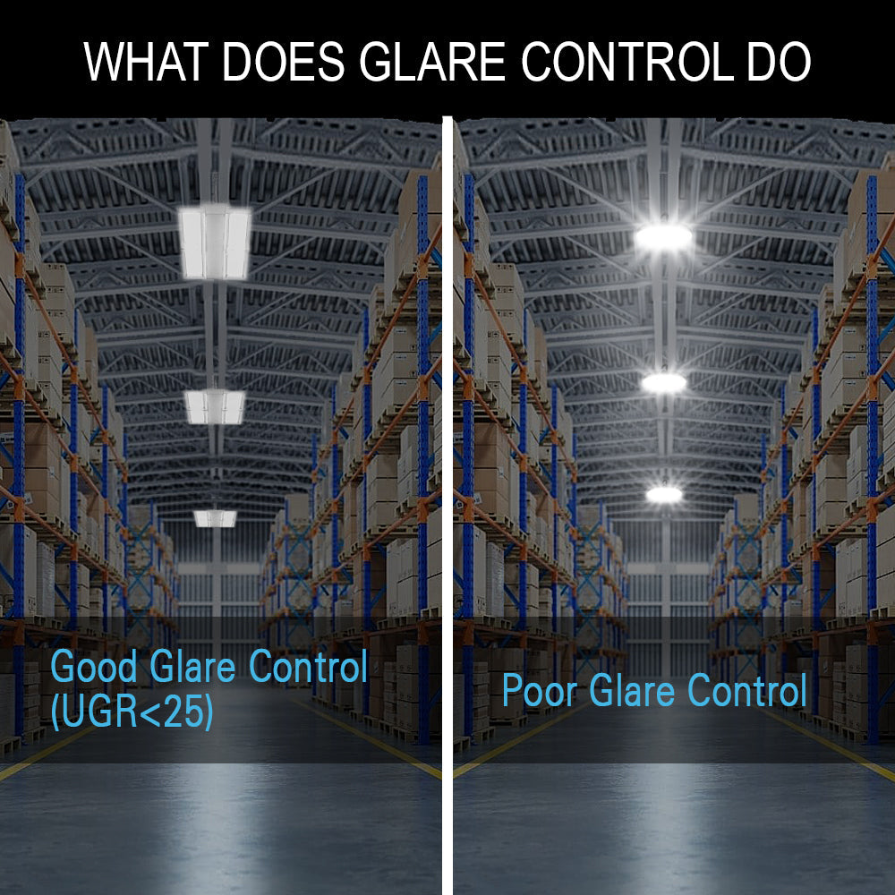 Glare control for high bay lights