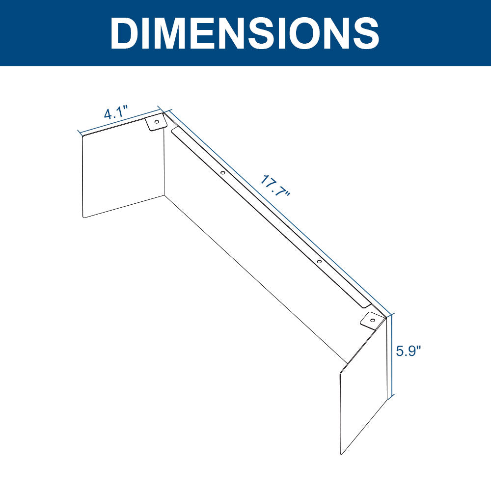 Diagram of Dark Bronze Rear Glare Shield for Spica Series LED Sports Lights with labelled dimensions