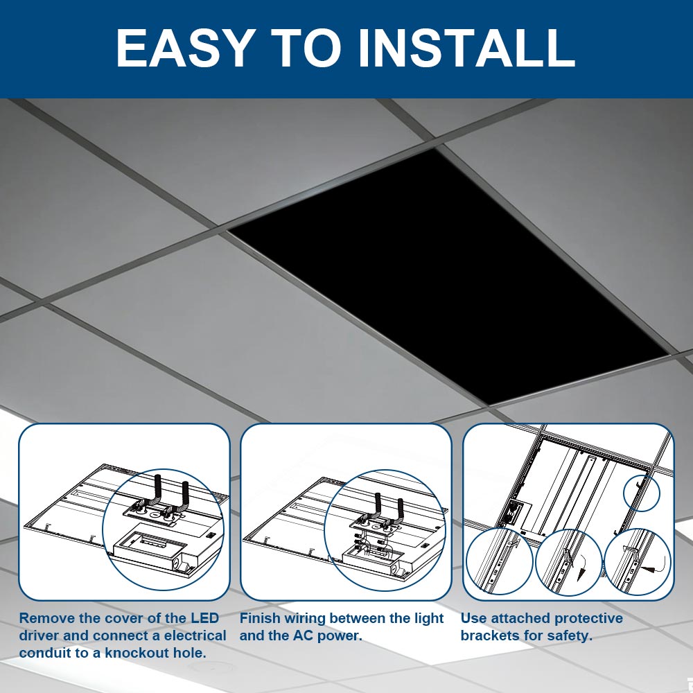 Installation Guide of Konlite 2x4 Center Basket Troffer Light 
