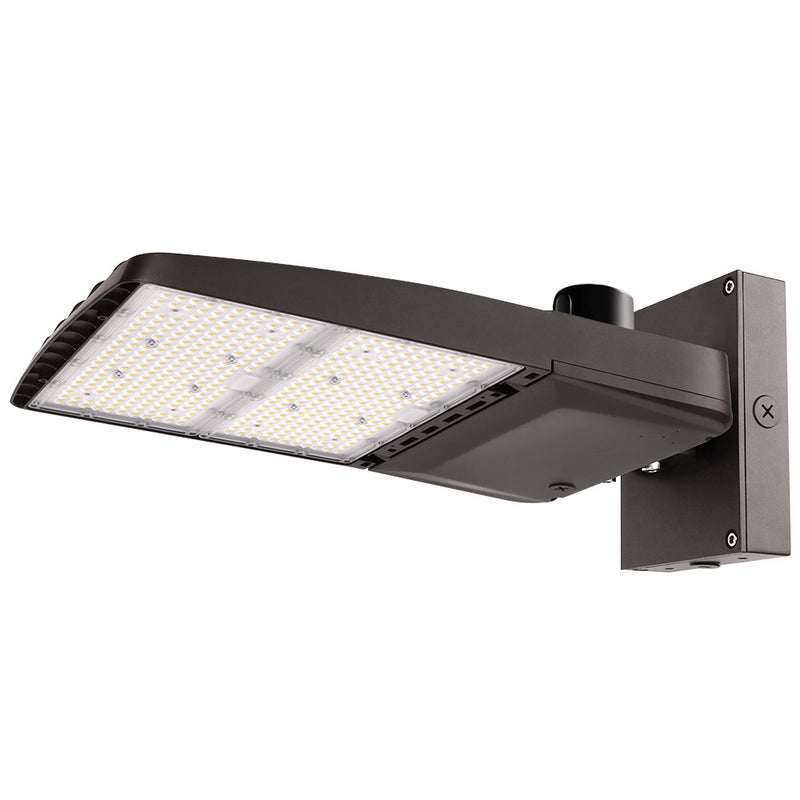 Konlite Vela wattage selectable 310W 5000K led parking lot light with wall mount and photocell