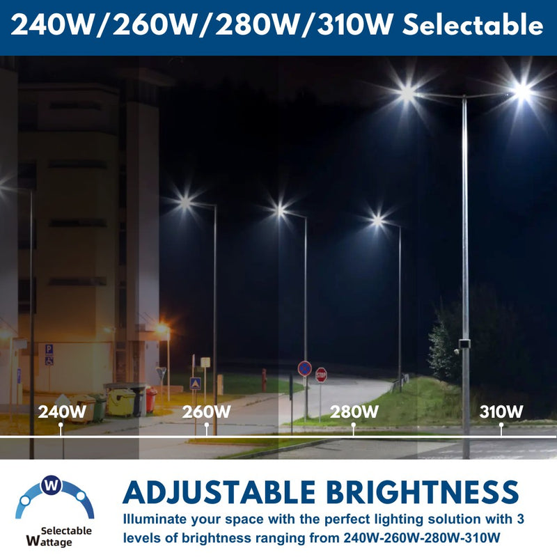 Konlite Vela III LED White Parking Lot Light wattage selectable