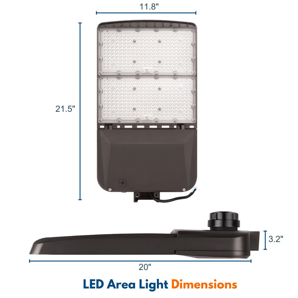 the dimensions of Konlite Vela series 310W led area light