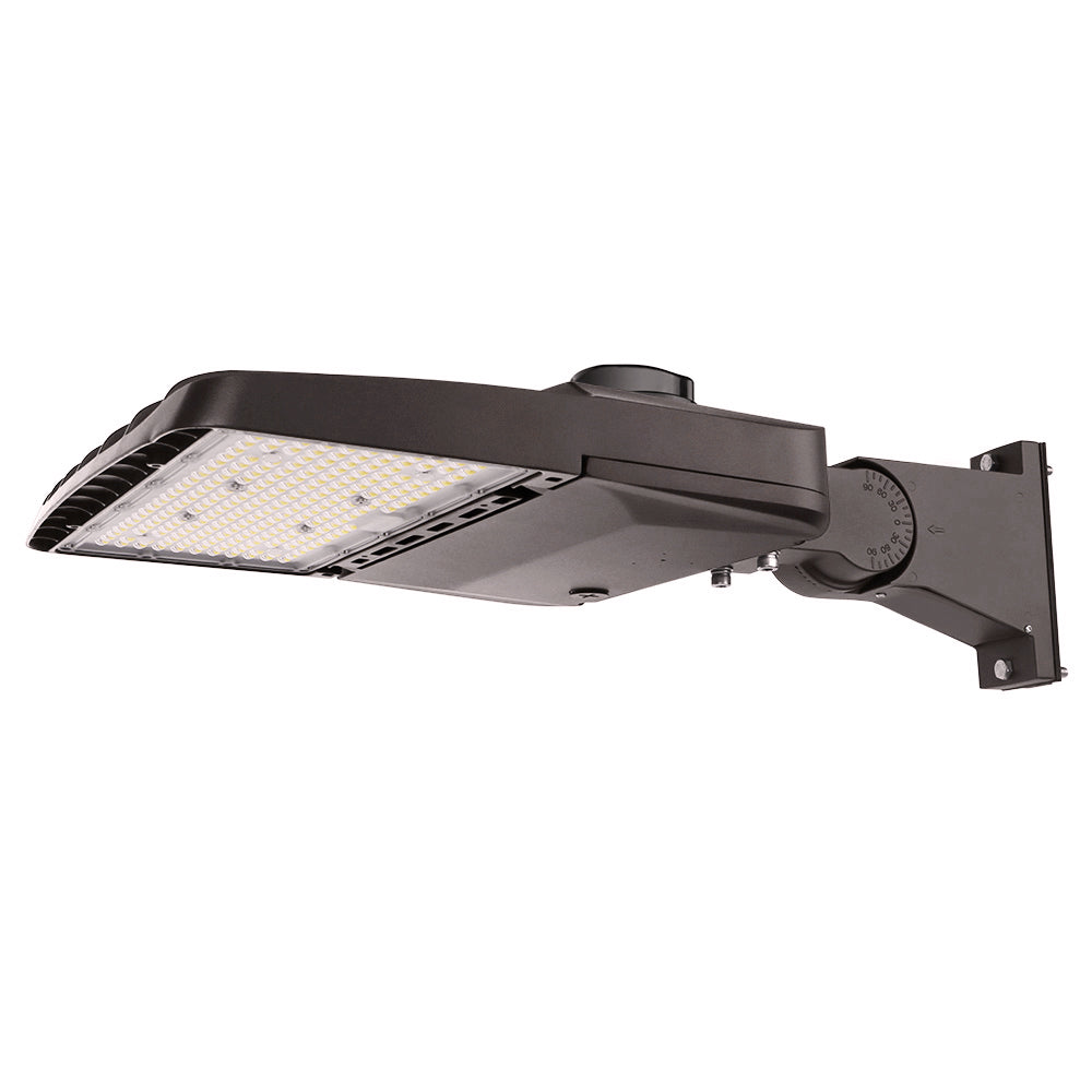 Wattage selectable Vela LED Area light with pole arm