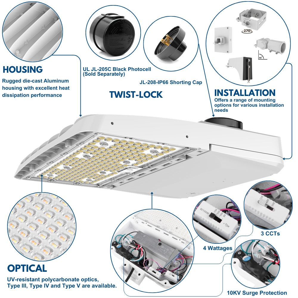 Konlite Vela I LED White Parking Lot Light product details