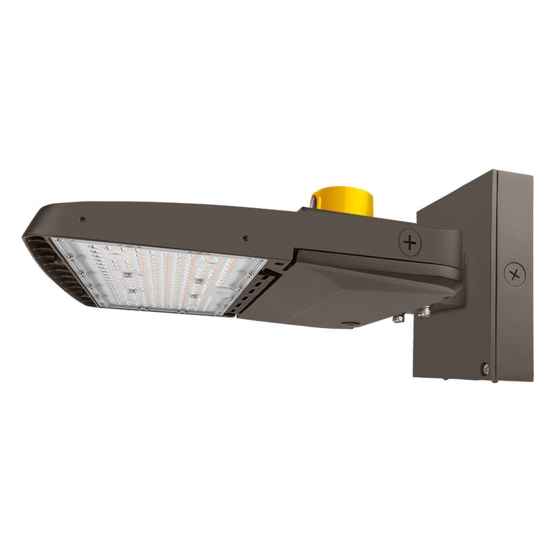 150W Vela 480V LED Parking Lot light with Wall Mount Arm with photocell