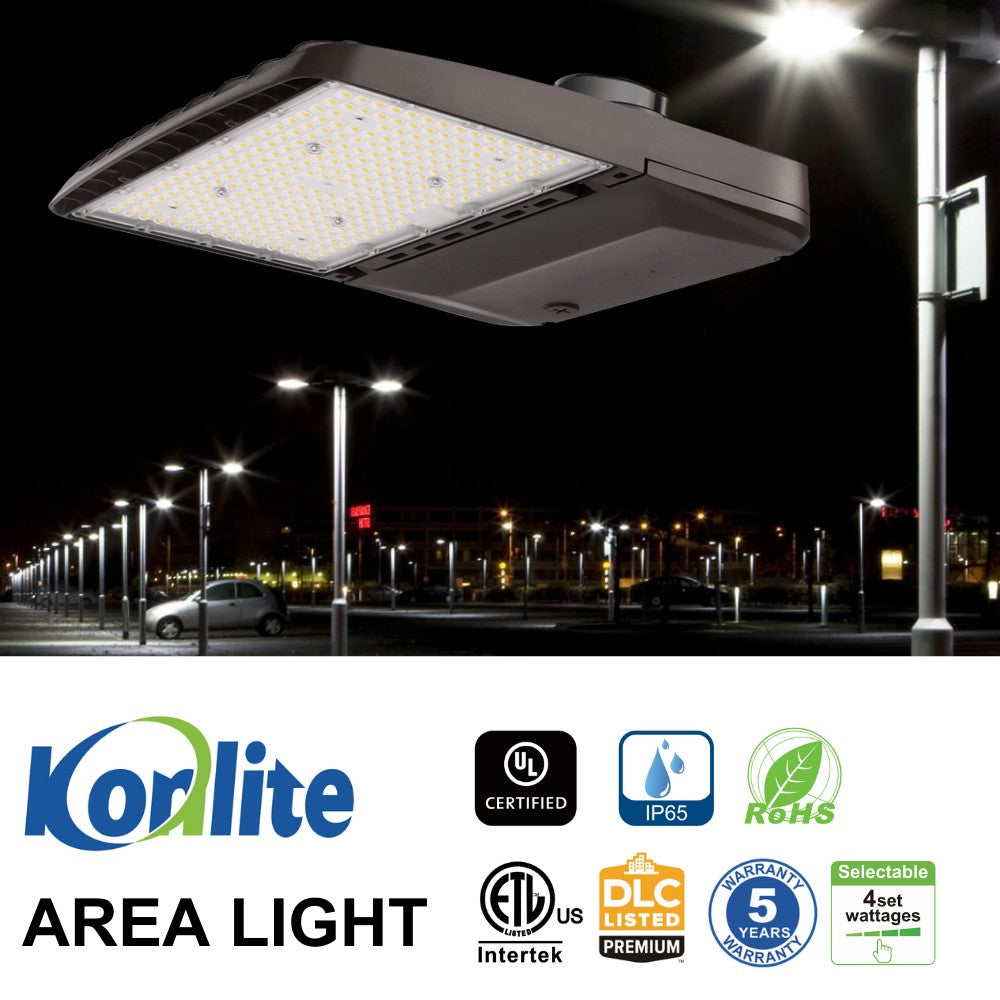 konlite vela wattage selectable 240w area light dlc premium ul qualified