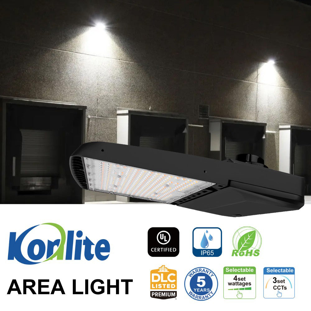 konlite vela wattage selectable 240w area light dlc premium ul qualified