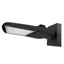 Konlite Vela wattage selectable led parking lot light with wall mount arm