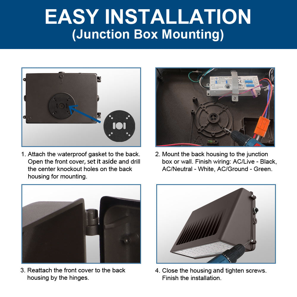 A step-by-step guide for installing Konlite KWPD Turtle friendly LED Full Cutoff Wall Pack