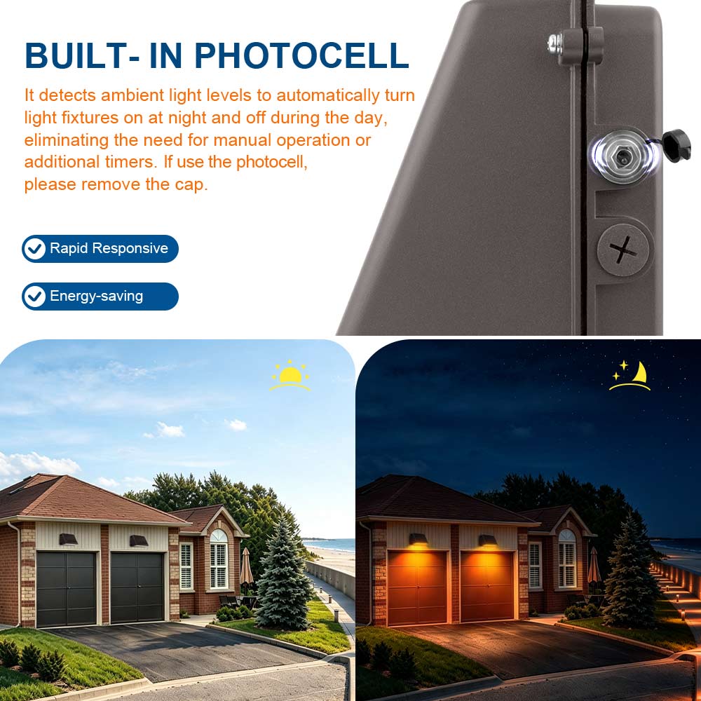 Built-in photocell with cap for Konlite KWPD Turtle Friendly Amber LED Full Cutoff Wall Packs.