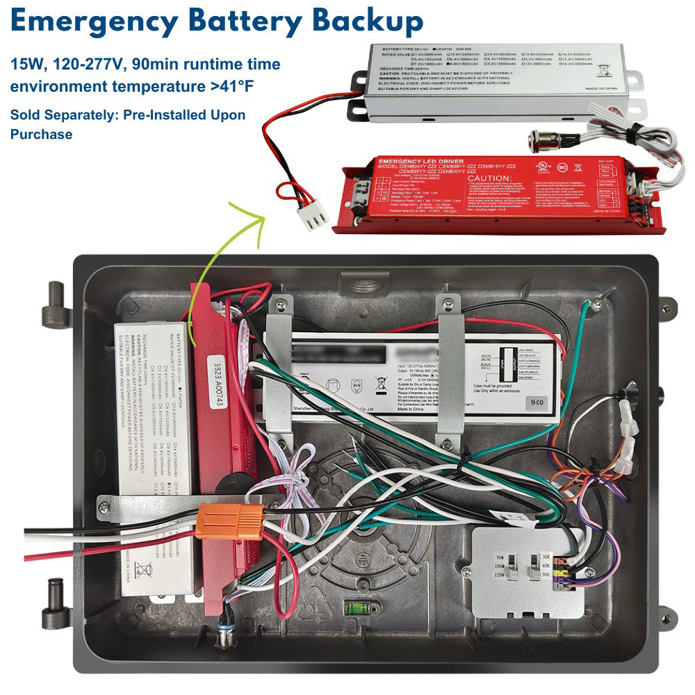 Konlite Full Cut off Wall Pack light with emergency battery pack