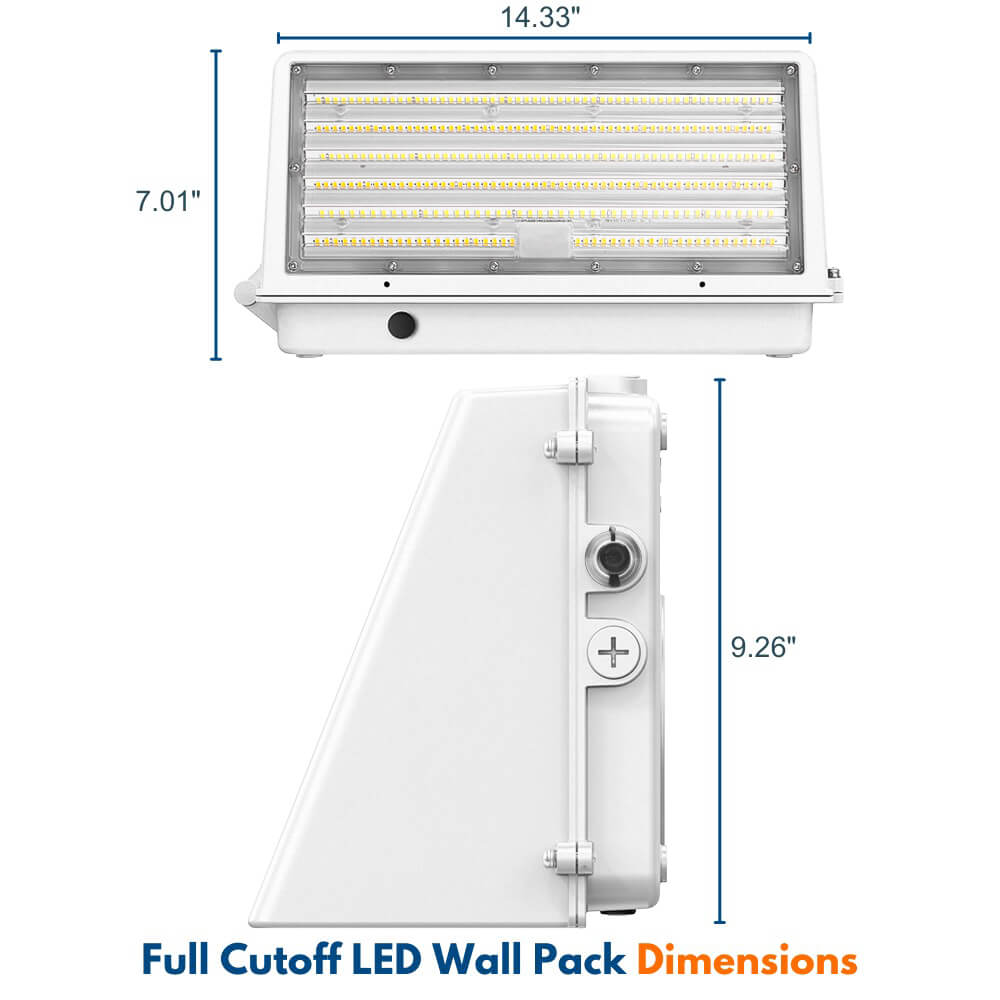 Konlite 125W Full Cut off Wall Pack light dimensions